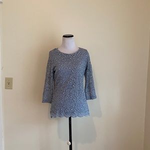 Karl Lagerfeld Paris Small Petite Blue Top Lace...
